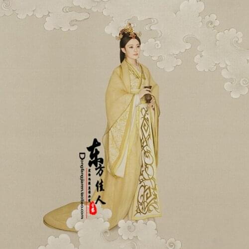 Huang Hou Period Yellow Gorgeous Hanfu Costume TV Play Legend of Mi Yue - Ancient Qin Empress Xuan Photo House Princess Costume