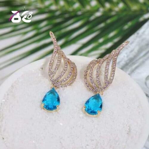 Be 8 New Elegant Evening Dinner Part Wedding Jewelry AAA CZ Drop Earring Angle Wing Shape Statement Earring for Women Gift E774