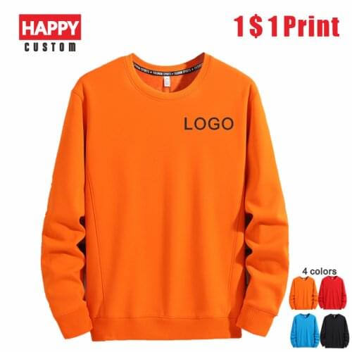 Winter Plus Velvet Warm Sweatshirt Custom Long Sleeve Solid Color Round Neck Pullover Cheap Print Logo Outdoor Simple Jacket