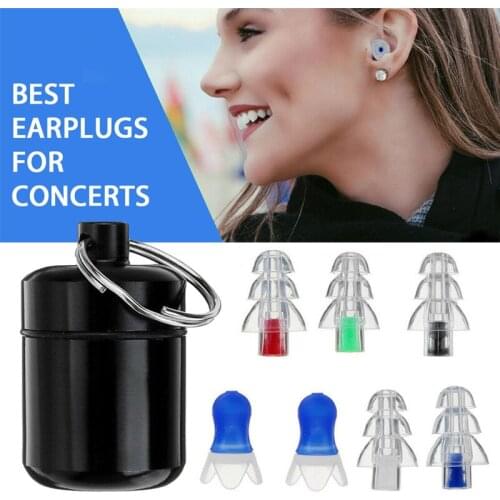 1 Pair Noise Canceling Earplugs Hearing Protection Reusable Silicone Earplugs For Swimming Sleep Concerts Musician Bar Drummer