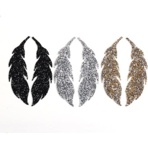 10pc adhesive Patch For Clothing Charm Rhinestone leaves Sticker Iron-on Clothes Bag DIY Appliques Badge Stripes Patch For Hat