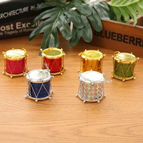 12 pcs/bag Laser Small drum Christmas Ornament colorful Mini Gift box Christmas Tree pendant New Year ornaments Decorations2022