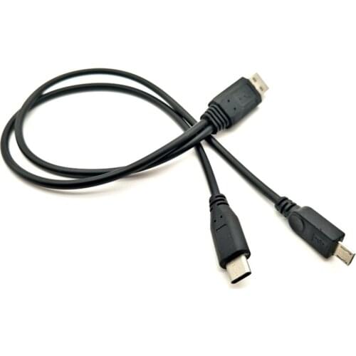 2 In 1 USB To Type C Micro USB Cable Charging For 2 Usb C Cell Phone Charge Two Device Charging Cord USB Charger Splitter