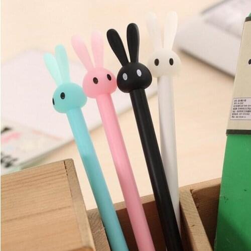 36pcs/lot Kawaii rabbit gel pen 0.38mm black ink pen Signature pens stationery office school stationery supplies