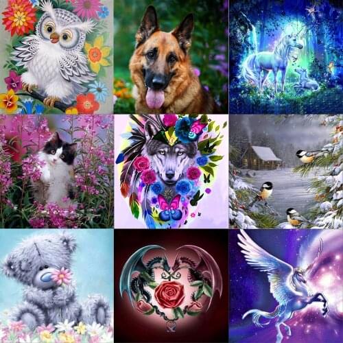 5d Diy Round Diamond Painting Animal, Imitation Diamond Embroidery, Cross Stitch Style, Mosaic, Home Decoration Crafts