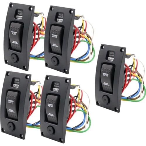 5xMarine Boat Bilge Pump Switch Panel Deck Cleaning Control Panel with Alarm