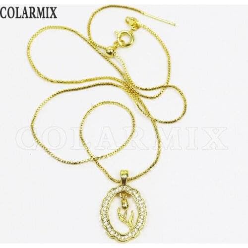 6 Pcs High Quality Round Zircon Pendant Necklace Box chain Jewelry Necklace Jewelry Accessories Jewelry Necklace Gift 7439