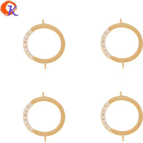 Cordial Design 30Pcs 11*14MM Jewelry Accessories/DIY/Genuine Gold Plating/CZ Connectors/Round Shape/Hand Made/Earring Findings