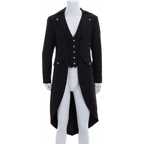 Cosplaydiy Mens Victorian Steampunk Vampire Gothic Aristocrat Elegant Jacket Medieval Vampire Punk Jacket L0516