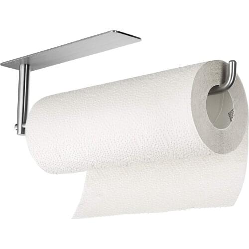 2020 New Hot Fashion Self-adhesive Tissue Roll Holder Portable Paper Towel Rack for Kitchen Bathroom Silver