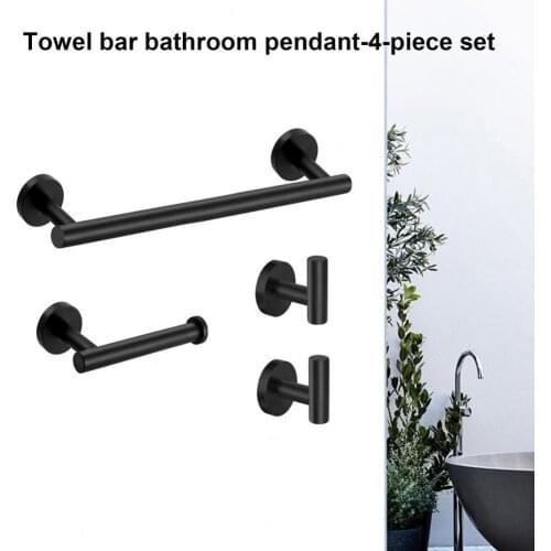 4Pcs/Set Toilet Paper Holder Wall-Mounted Versatility Stainless Steel Towel Bath Towel Bath ball Hanging Rod for Bathroom