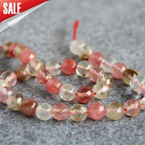 For Necklace Bracelet 10mm Faceted Pink Watermelon Chalcedony Semi Finished Stones Balls Gifts Loose Beads DIY Jewelry Making