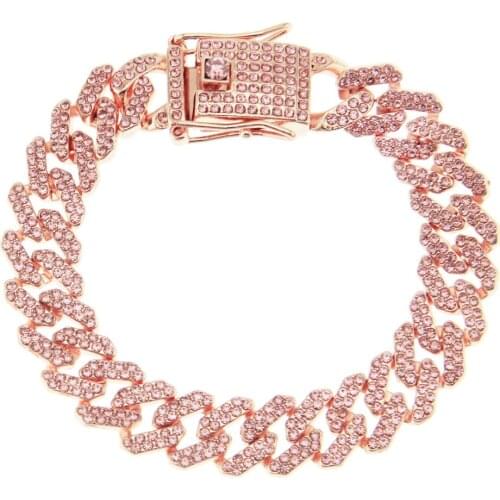 2021 Hip Hop Mens Cool Color Diamond Cuba Chain Bracelet Jewelry Hip Hop Trendy Mens Style Diamond Inlaid Bracelet