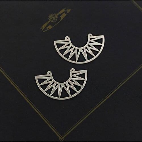 Making Jewelry Findings Star Sparks Stainless Steel Bead Metal Pendant Cut Steel Semicircle Charm For DIY Necklace Earrings