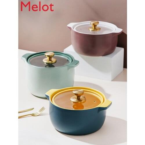 Clay Pot Soup Pot Household Ceramic Casserole Nordic Gas Dedicated Hot Pot Heat Resistant Open Flame Stew Pot