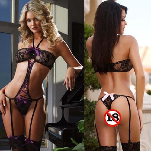 Hot lace sexy underwear women sexy lingerie ladies transparent conjoined bikini suit costums clothes for sex porno costumes sexy