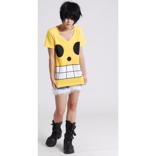 Hot Cotton MD Luffy Cosplay T Shirt Chinese Characters Captain Printing Top Unisex 100% Cotton Anime Tee Anime Cosplay Top