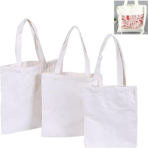 Creamy White Canvas Shopping Bags Shoulder Bag Tote Shopper Bag DIY Painting Natural Cotton Plain For Women Eco Reusable