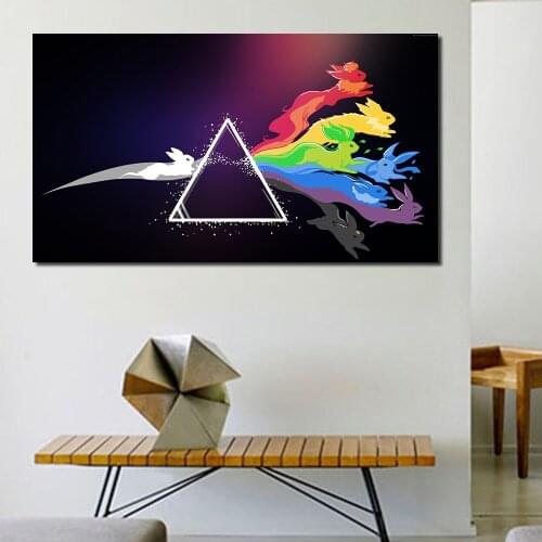 JQHYART Canvas Painting Rabbit Abstract Art Poster on the for Wall Living Room Bedroom No Frame Home Decor Picture