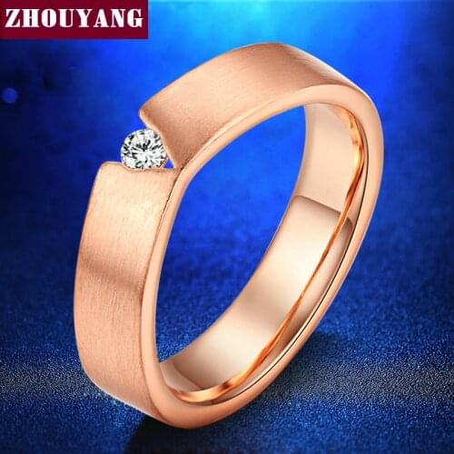 'V' Wire Drawing Process Rose Gold Color Austrian Crystals Ring For Wowen Wedding Full Sizes Top Quality ZYR386 ZYR387