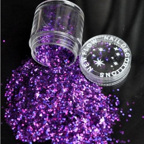 Laser Dark Purple Hexagon UV DIY Acrylic Sequin Glitter Powder Dust Nail Art Tips Design Tool Decoration N29