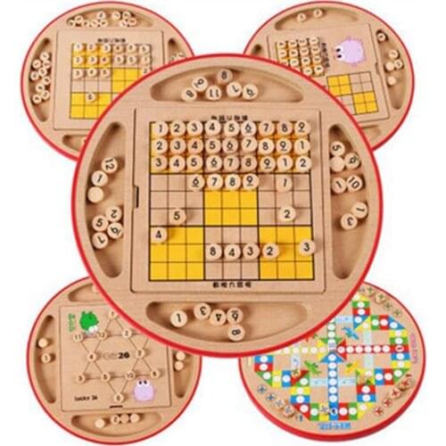 Multifunctional Sudoku Game Chess Early Learning Intelligence Jiugongge Desktop Chess Flying Chess Toy for Children