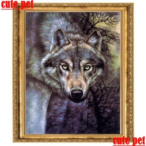 Mosaic Diy Wolf Diamond Embroidery animal Full Square round Diamond Painting Cross Stitch Handicraft diamond Home DecorWallpaper