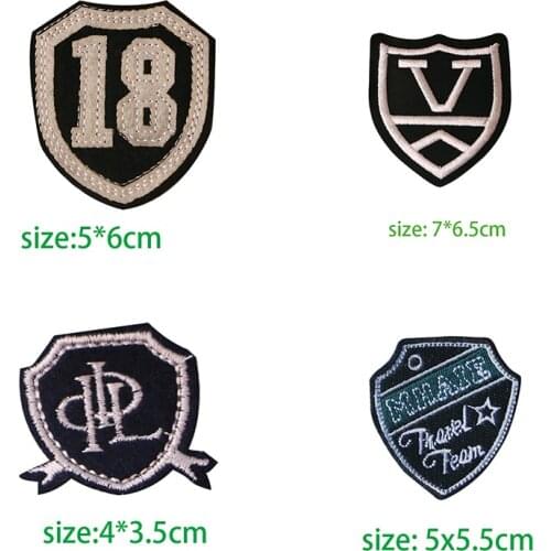 Fashion Knight medal shield totem letter "V" icon Embroidered Applique Patches for Clothing DIY Iron on Badge on the Backpack