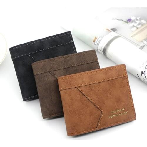 2021 New Mens Wallet Short Multi-card Coin Purse Fashion Casual Wallet Male Youth Thin Three-fold Horizontal Soft Wallet Men PU