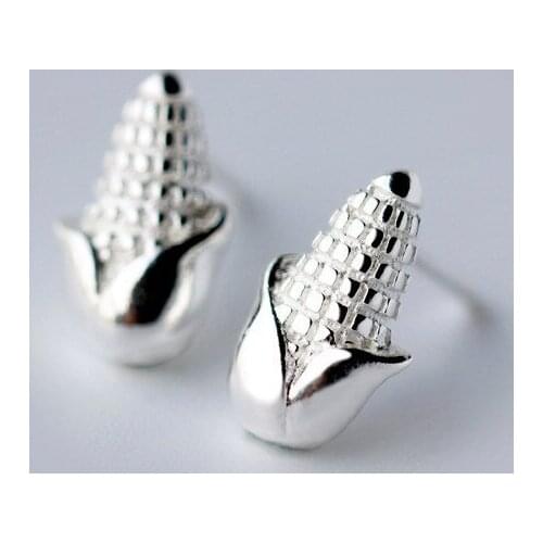 New Creative Simple Corn Jewelry Personality Small Fresh Anti-allergic Plant Leaves Stud Earrings