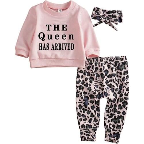 Toddler Girl Clothes Baby Girls Long Sleeve O-neck Tops Leopard Print Long Pants Headband 3pcs Autumn Spring Fall Clothing Set