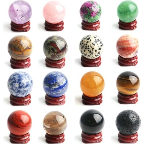 Wholesale 30mm Natural Crystal Ball Rose Quartz Amethyst Tiger Eye Polished Globe Home Decoration Exquisite Gifts Souvenirs