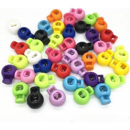 20 Pcs Plastic Round Ball Shaped Spring Buckle Elastic Adjustment Buckle Fixed Rope Buckle Threading Buckle Sewing Tool