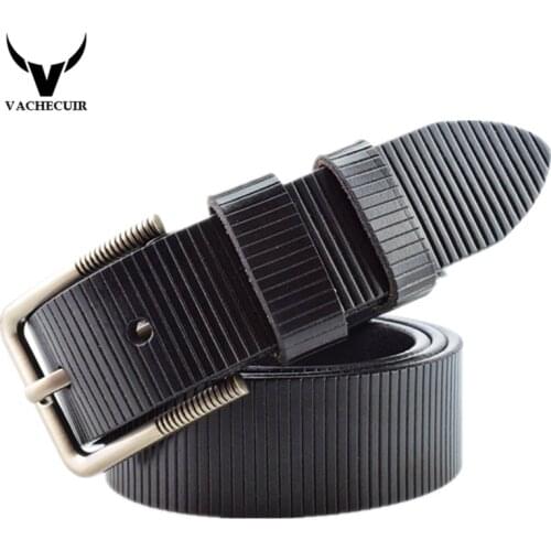 VACHECUIR Real Leather Mens Belt Pin Buckle Belts For Men Designer Famous Belt Luxury Male Strap 130cm cinturon cuero hombre