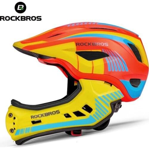 ROCKBROS Kids Mountain Mtb Road Bicycle Downhill Helmet Detachable Pro Protection Children Moto Bike Cycling Helmet