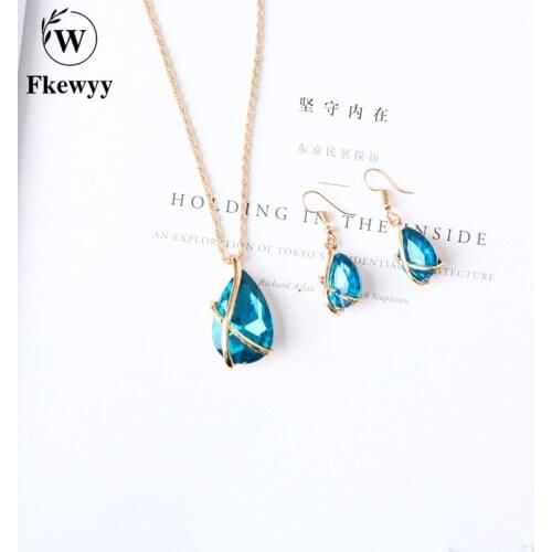 Fkewyy Luxury Necklace For Women Gem Jewelry Sets Gothic Accessories Women Necklace Set Jewelry 2021 Wedding Accessories Earring