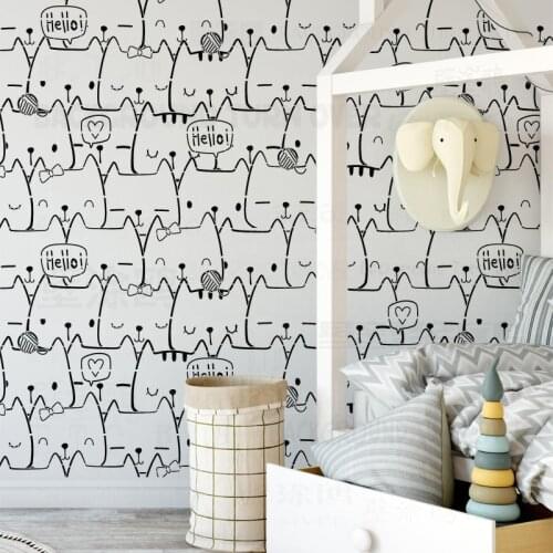 70cm - 110cm Stencil For Decor Wall Paint Large Cat Kitten Face Linear Outline Hand Draw Line Art Cartoon Cute Animal S134