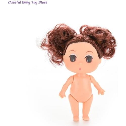 1 Pcs Mini Doll For Mini Ddung Dolls With Blond Brown Bun Hair Bake Mold Dolls Girl Toys Birthday Gift For Girl 9cm 3.5"