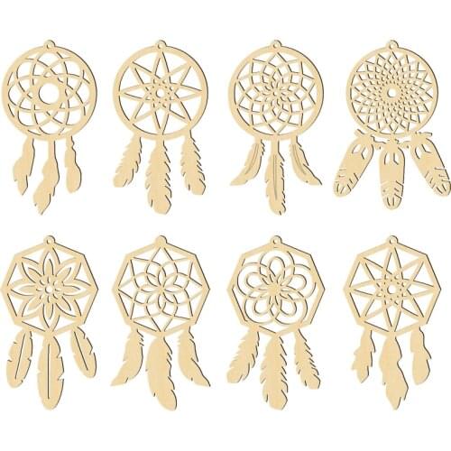 10pcs/lot Wooden Dream Catcher Feather Decoration Mini Dreamcatcher Ornament Hanging Home Decoration Wind Chimes