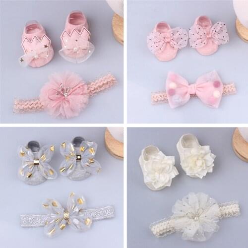 2Pcs/Set Newborn Baby Headband+Socks Cute Crown Bows Baby Girl Headbands Infant Girls Hair Band Hairband Baby Hair Accessories
