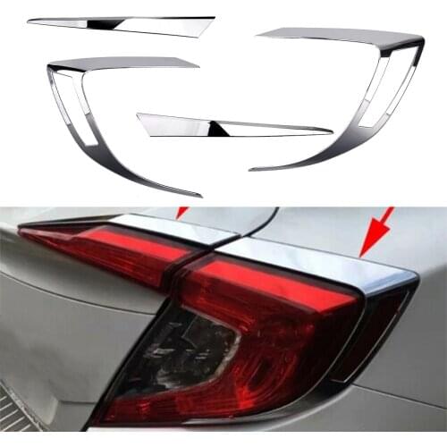 4Pcs Chrome Tail Light Eyebrow Cover Strip Trim Moulding Decoration Fit for Honda Civic 10th Sedan 2016 2017 2018 2019 2020