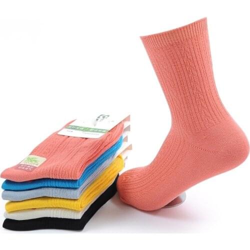 5 pieces of bamboo fiber tube womens socks spring and summer individually wrapped, sweat-absorbent, breathable and deodorant