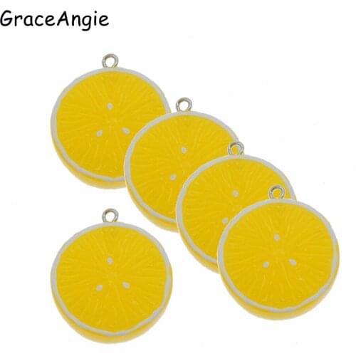 6pcs Summer Jewelry Fruit Pendant Green Yellow Lemons Shape For Earrings Making Acrylic Lemon Orange Slice Fruit Charms DIY Gift
