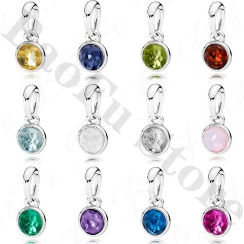 925 Sterling Silver Beaded December Shiny Faceted Charm Accessories Original Bracelet Necklace Pendant DIY Female Jewelry