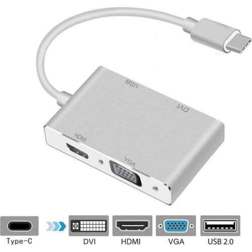 Type-C to VGA HDMI DVI USB adapter usb3.1 to hub distributor four in one 4K
