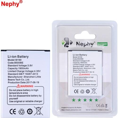 100% Original Nephy Battery For Samsung Galaxy S4 mini i9190 i9192 GT-i9190 GT-i9192 1900mAh 2019 New Mobile Phone Accumulator