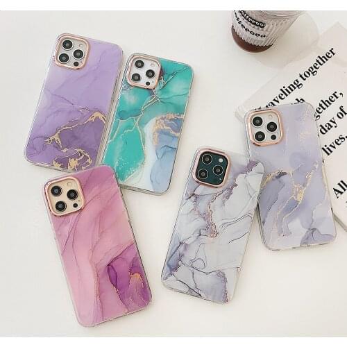 Classic Marble Texture Double Cover Phone Case For iPhone 12 Pro Max 11Pro Max XR XS Max 7 8 Plus X Soft Plating Cover Coque