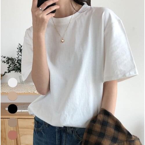 Tops oversized T Shirt Basic Cotton Harajuku Women Summer New Oversized Solid Casual Loose Tshirt Korean O Neck Female T-shirt