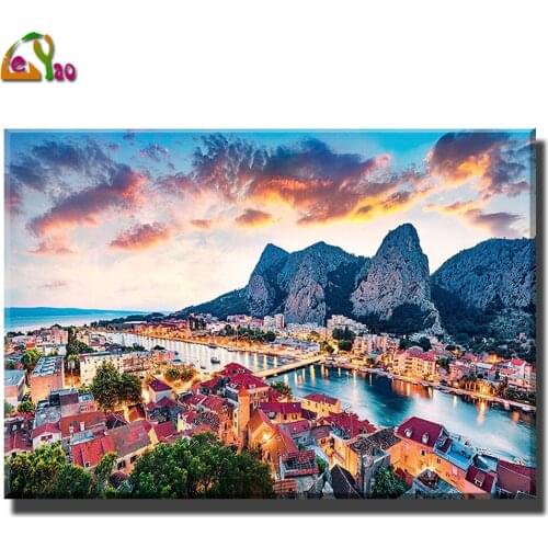 5D DIY Diamond Painting Full Square Rhinestones Pictures Embroidery Dalmatian Coast Croatia Landscape Mosaic Sale Home Decor