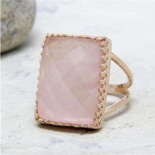 Rose Gold Color Cocktail Moonstone Ring Anniversary Gifts Bride Engagement Wedding Band Rings for Women
